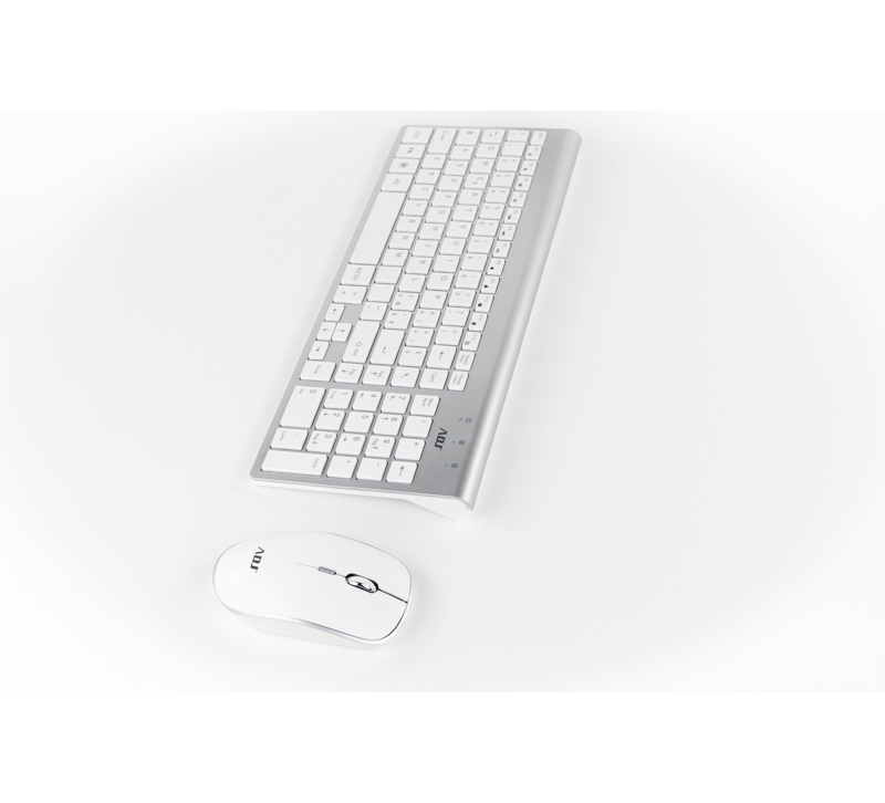 TASTIERA + MOUSE USB WIRELESS ADJ KW10 - Silver/Bianco - Usb