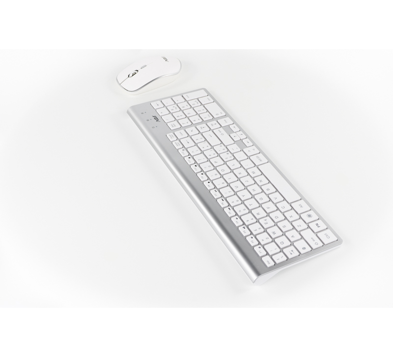 TASTIERA + MOUSE USB WIRELESS ADJ KW10 - Silver/Bianco - Usb